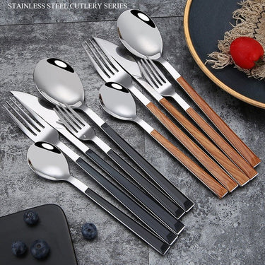 Wooden Handle Stainless Steel Cutlery Set - Casatrail.com